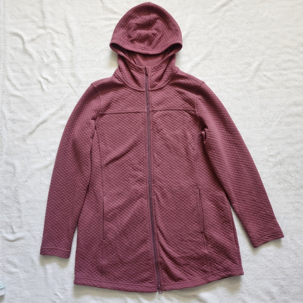 L.L. BEAN Women's Soft Cozy Light‎ Quilted Hooded Tunic Jacket Mauve Medium - Picture 5 of 16